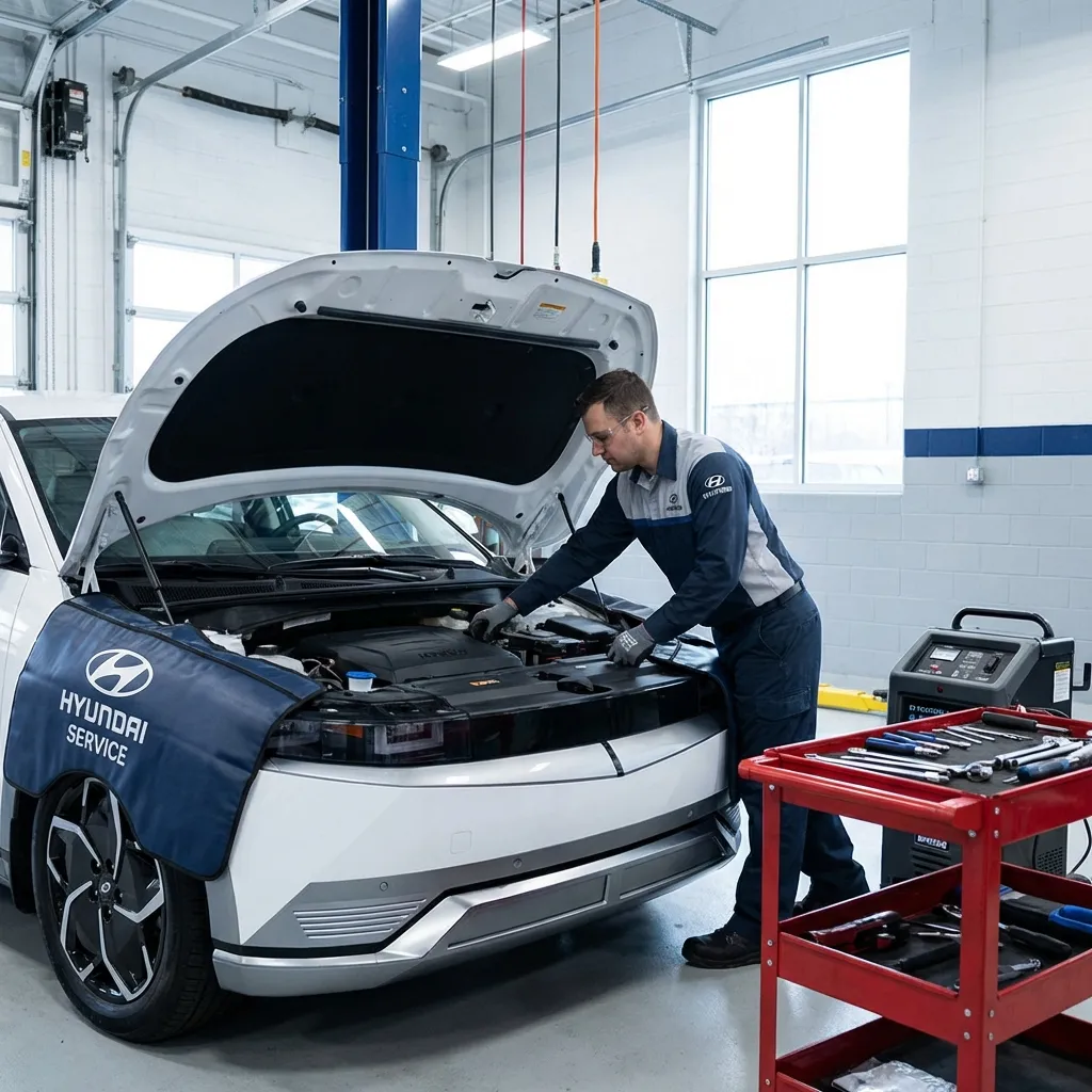 Technician changing Hyundai Staria battery